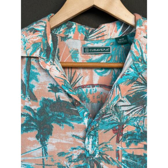Cabavera Men’s Medium Tropical Print Hawaiian Short Sleeve Button Down Shirt - Picture 3 of 7